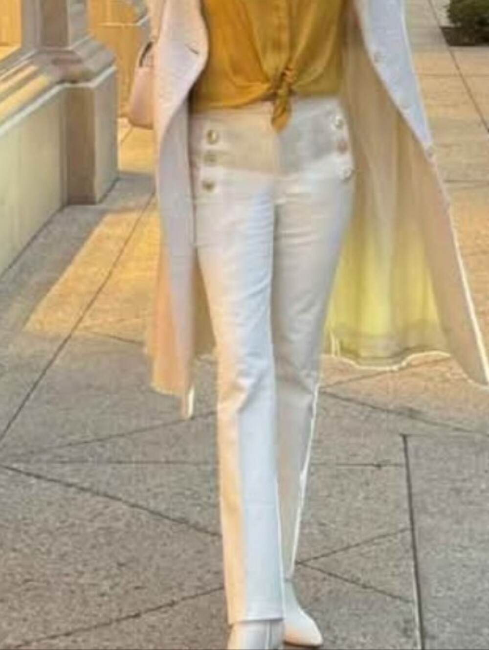 Classic High-Waist White Sailor Pants